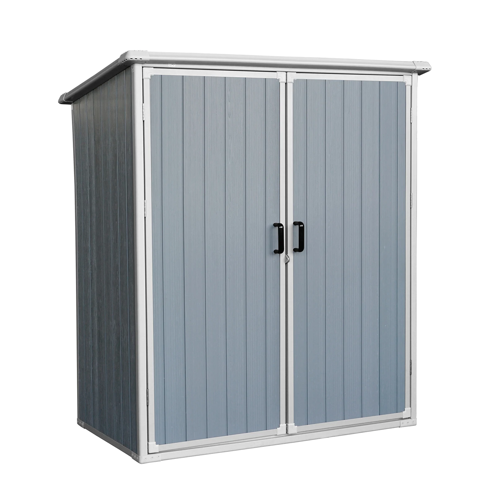 5x3FT Outdoor Storage Shed Waterproof Resin Plastic Cabinet with Lockable Doors for Bikes Patio Furniture and Tools