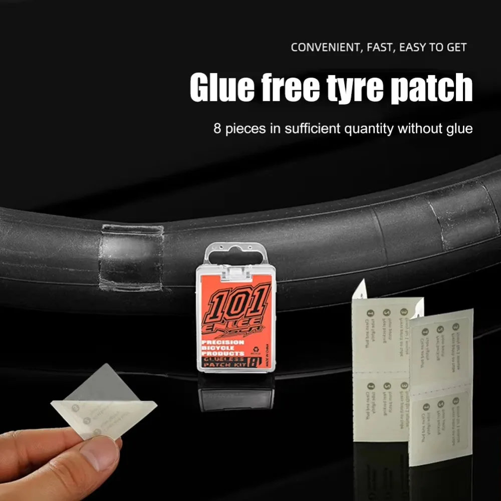 Glue-Free Bicycle Tyre Repair Patches Simple Operation Convenient Tyre Protection Patch Dustproof Box Quick Drying