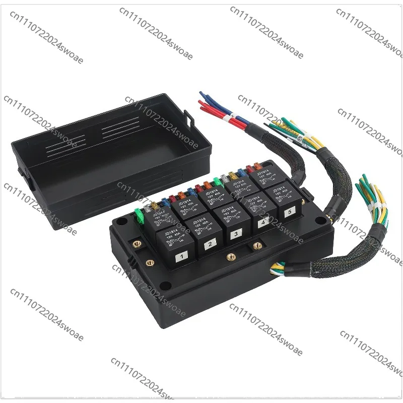 Duty Automotive Fuse and Relay Box with 10 Relays 15 Fuses 12V 40A Brass Automotive Relay Box with Wire for ATV Automobiles * 5