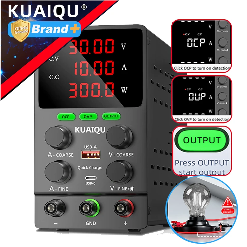 

Регулируемый импульсный блок питания KUAIQU 30В 5А 10А 60В 120В, с функциями OCP и OVP, переменный источник постоянного тока, регулятор напряжения