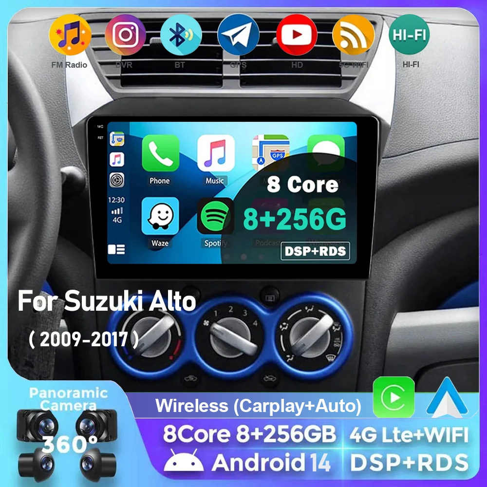 

Android 14 Car Radio For Suzuki Alto 2009 2010 2011 2012 2013 - 2017 Navigation GPS Multimedia Video Player Stereo Carplay Auto