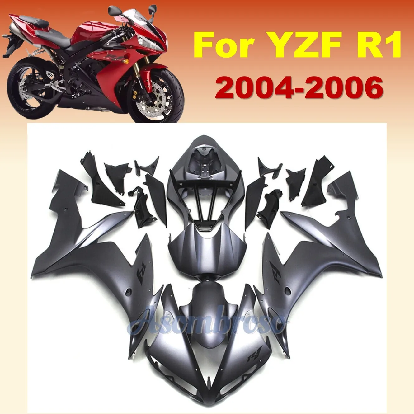 

Матовый черный комплект кузова для YAMAHA YZFR1 YZF-1000 YZF R1 2004 2005 2006 YZF 1000 YZF-R1, комплекты обтекателей для мотоциклов