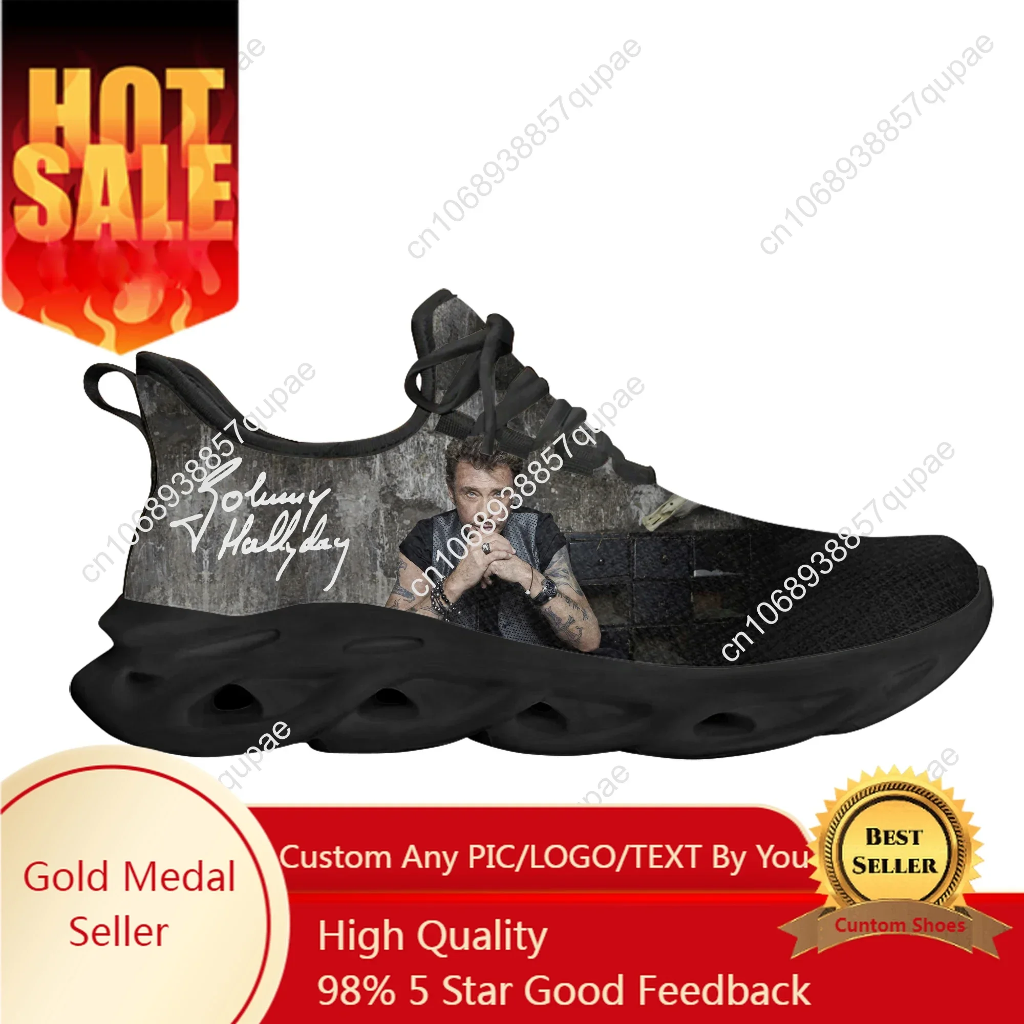 

Johnny Hallyday Rock Singer Flats Sneakers Mens Womens High Quality Sports Running Shoes DIY Sneaker Customized Shoe