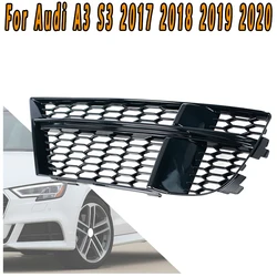 For Audi 2017 2018 2019 2020 A3 S3 Modified Fog Light Frame Black Cutout Grille Front Bumper Under Grille Fog Light Cover