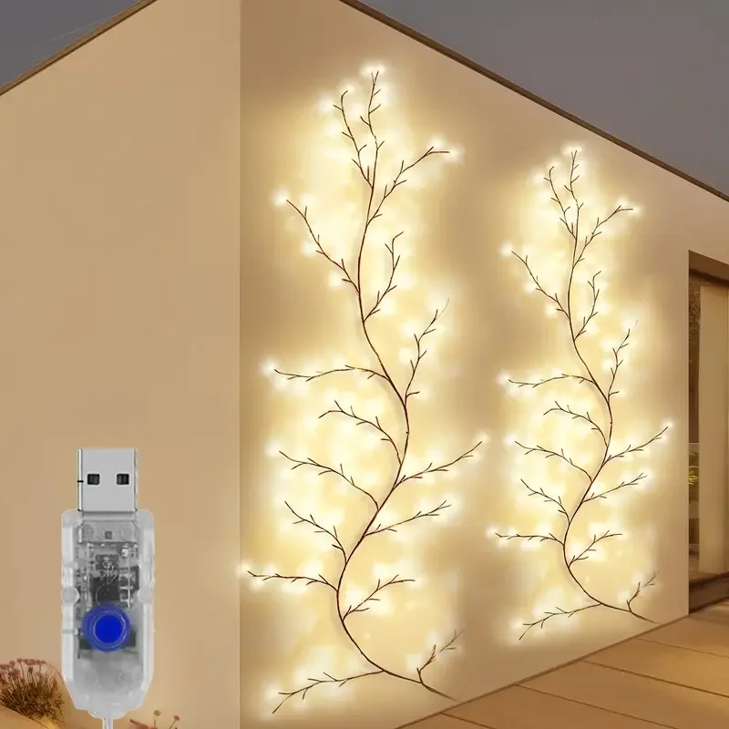 1pc Willow Vine Lights For Room Decor 1.8m/5.9Ft Christmas Decorations Indoor Home Decor Artificial Plants Tree Branches 96 LEDs