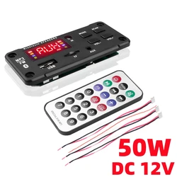 50W Amplifier Bluetooth 5.0 DIY MP3 Decoder 25W DC 9V 12V USB Power Supply TF FM Radio MP3 Player for Car Audio Music Speaker