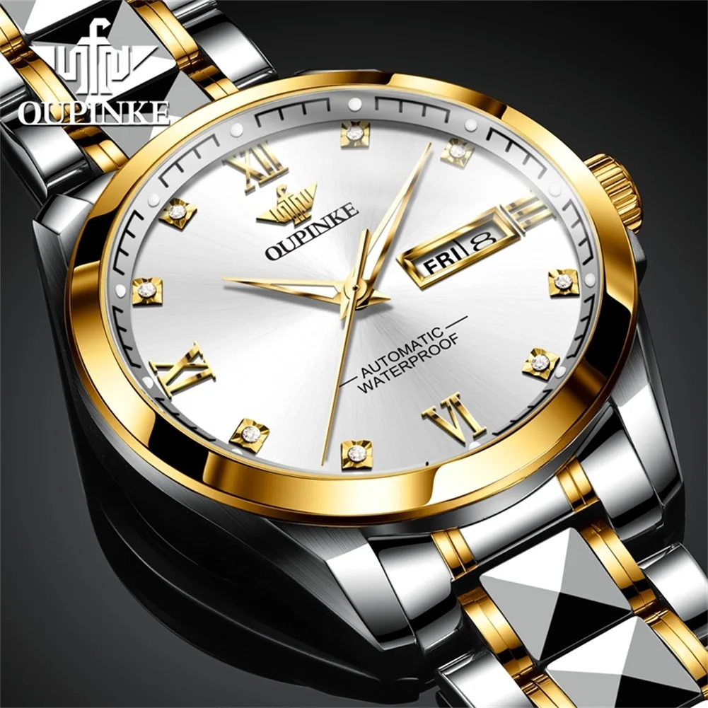 OUPINKE 3262 All Automatic Men Watch Luxury Brand Imported Movement Mechanical Men Watch Top Roman Scale Diamond Date Men Watch