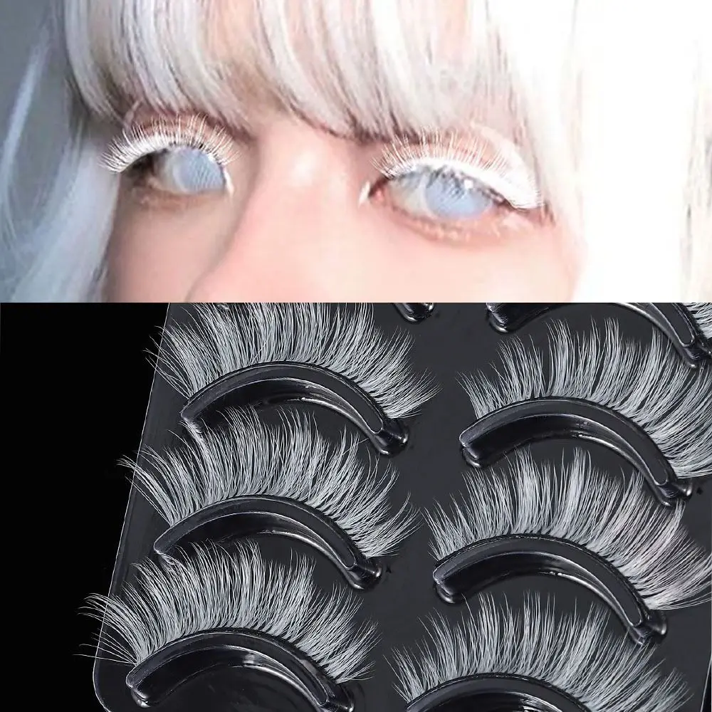 Pestañas postizas largas y esponjosas para Halloween y Navidad, herramientas de extensión, maquillaje de Cosplay, fiesta, 5 pares