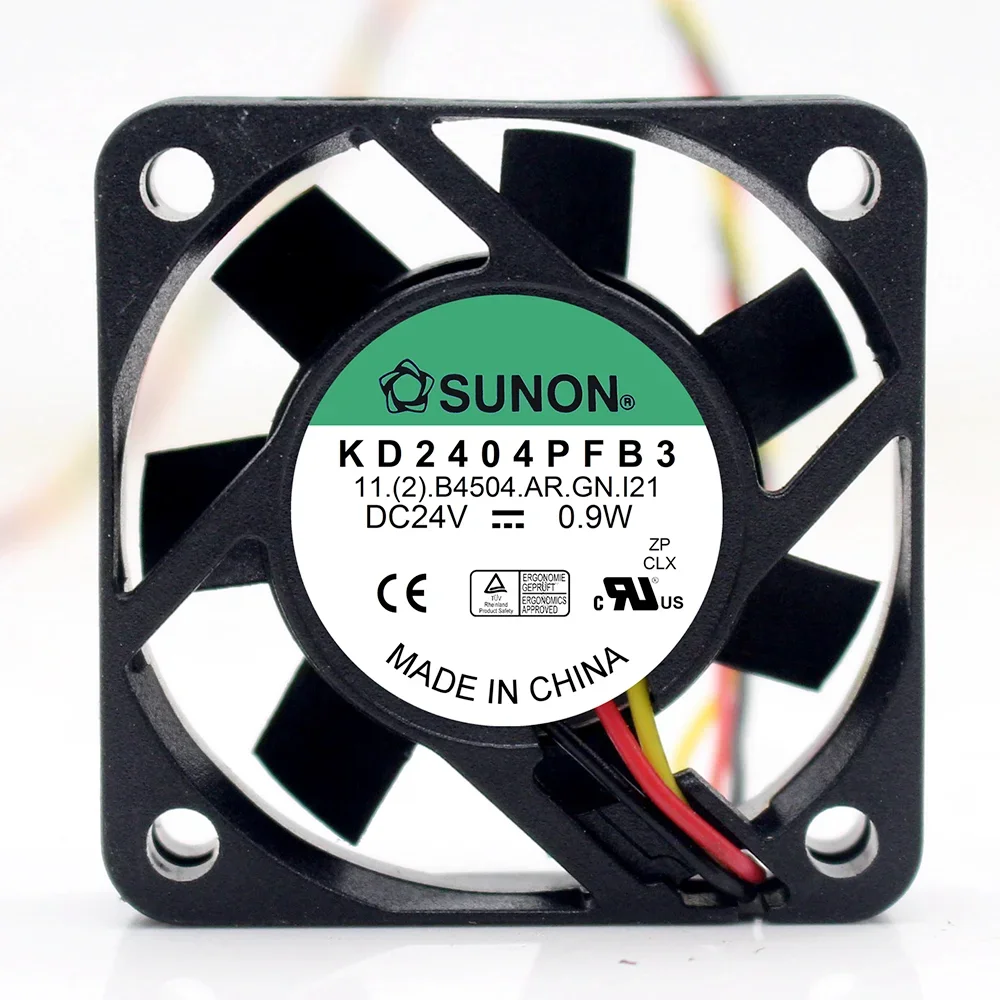 Ventilador Quadrado do Servidor Sunon, KD2404PFB3, DC 24V, 0.9W, 3 fios, 40x40x10mm