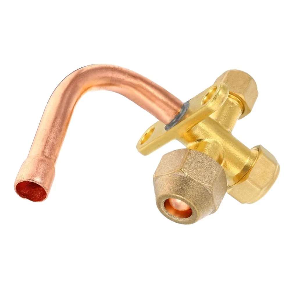 Three Way 90 Degree Stop Valve for Air Conditioning Systems Supporting Refrigerant Circuit Isolation in HVAC Setups