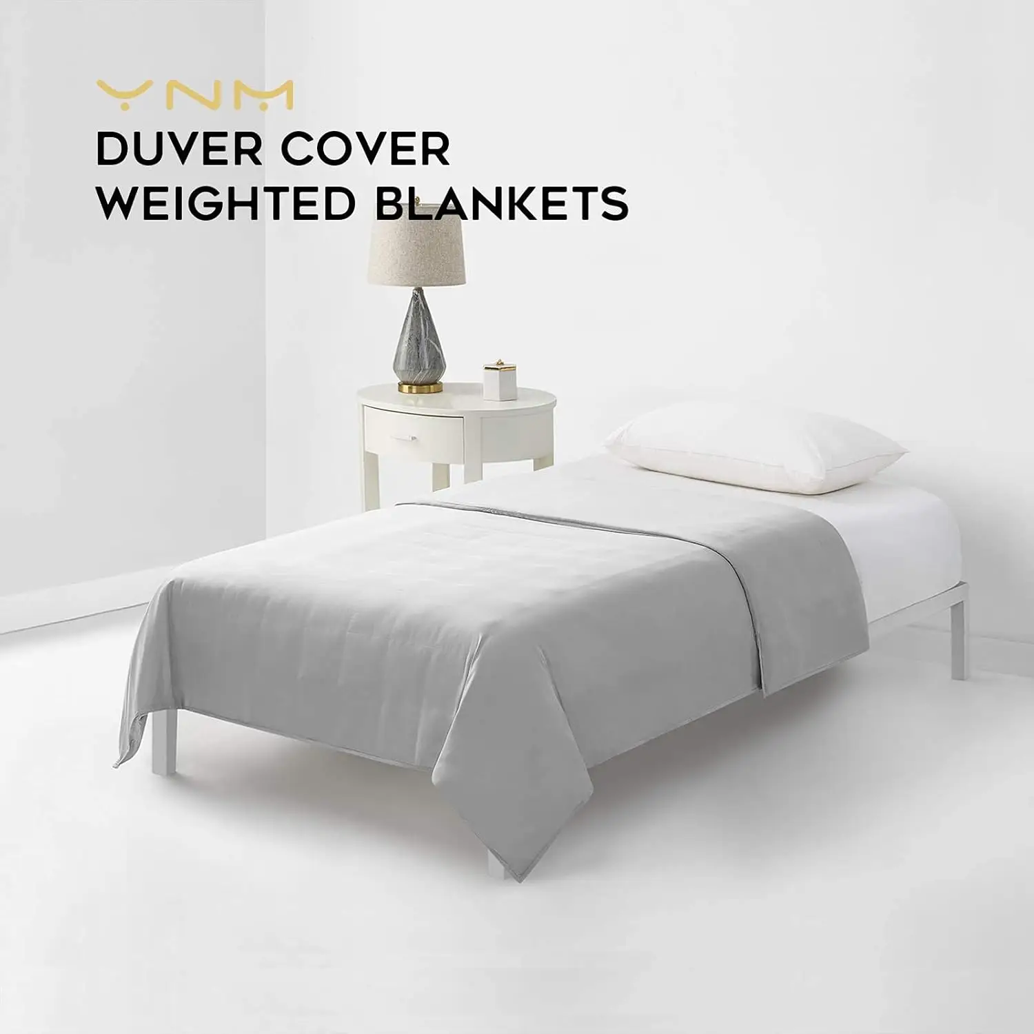 Exclusive Cooling Duvet Cover for Weighted Blankets with 16 Strings (Light Grey, 60