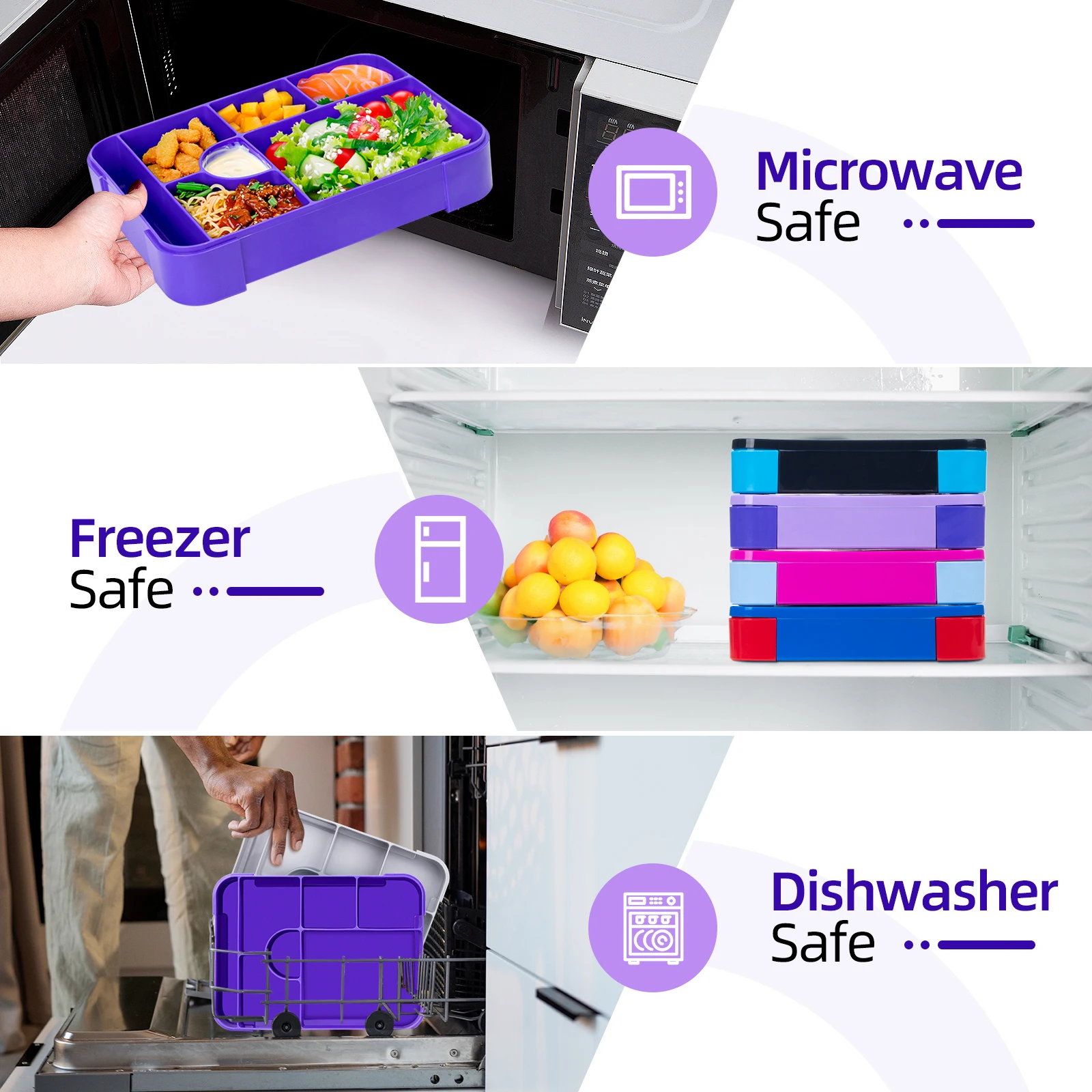 Niedliche Kinder-Lunchbox mit Muster, tragbar, unterteilt, mikrowellengeeignet, auslaufsicherer Lebensmittelbehälter für die Schule und die Küche – Detail 11
