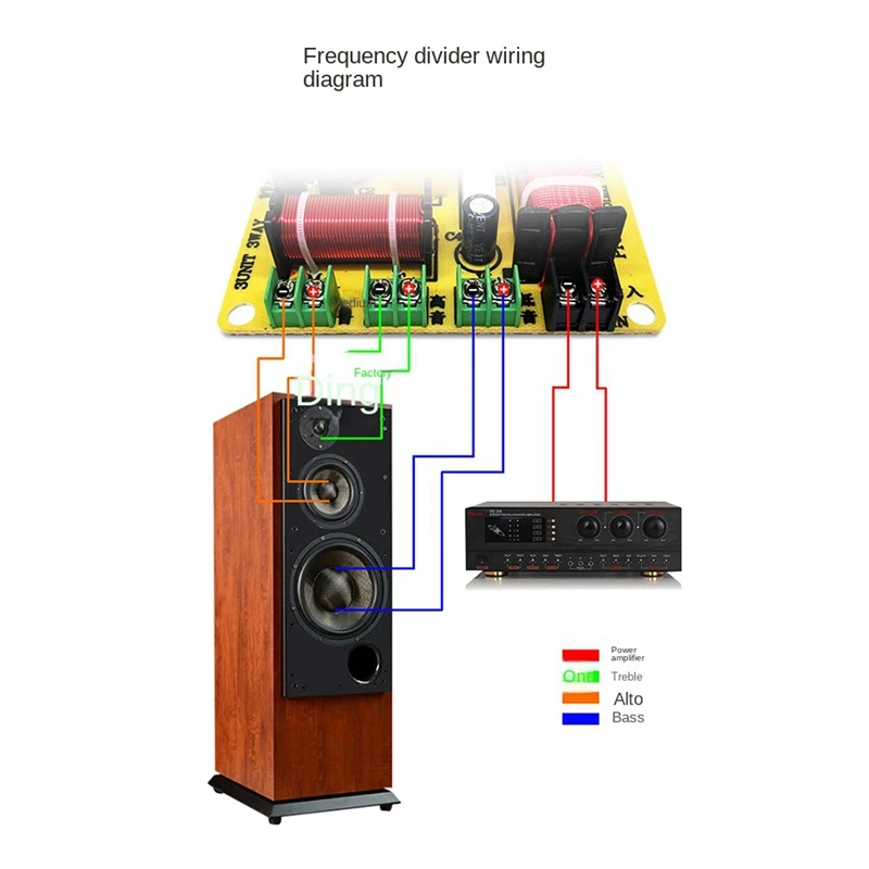 2X 3 Way Speaker Frequency Divider 300W Hifi Crossover Filter Frequency Distributor For DIY Home Speaker Modification