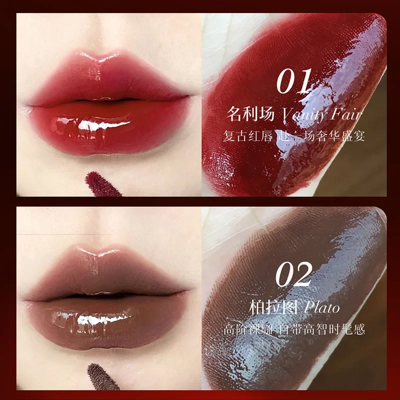 ملمع شفاه كارميلا مرآة ملمع شفاه رطب غير لامع على الطراز القوطي أسود نقي عاري أرجواني لون شفاه سموكي بانك مكياج دائم للهالوين #4