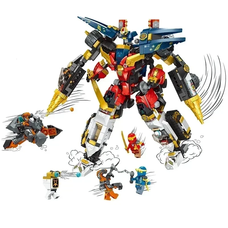 1148pcs 4in1 Ultra Combo Mech Building Blocks Titan Robot Mech Chariot With Figures Bricks Toys For Gifts 71765