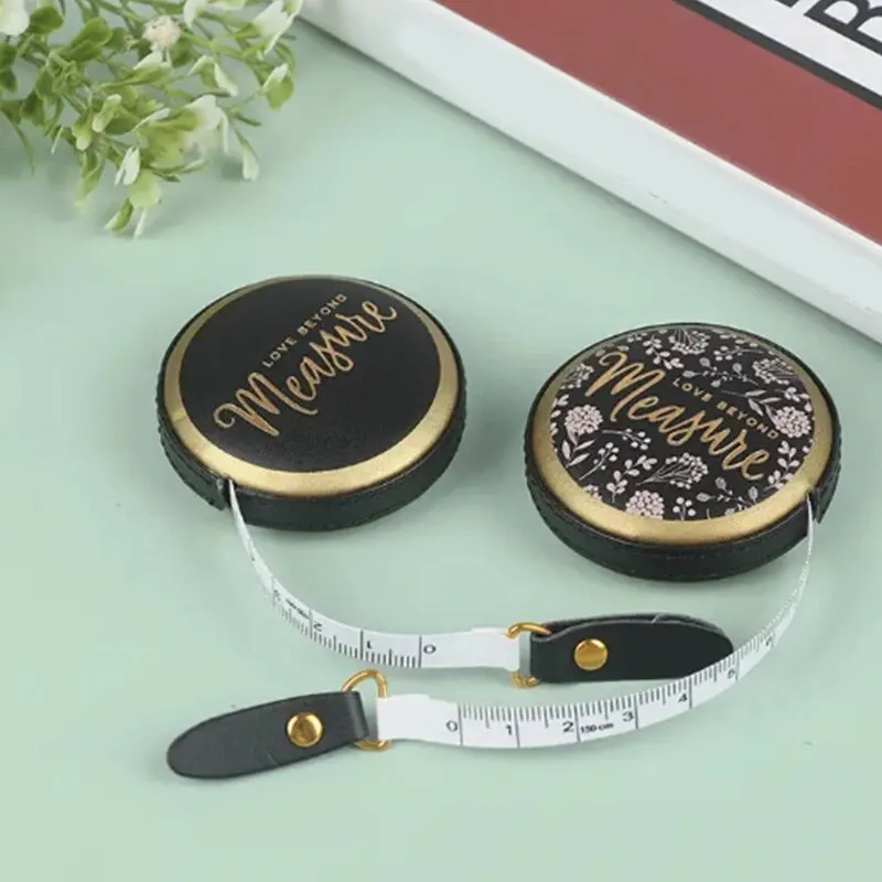 Portable Retractable Vintage PU Leather Mini Tape Measure Nostalgia Measuring Ruler Vintage Sewn cm Inch Roll Scale