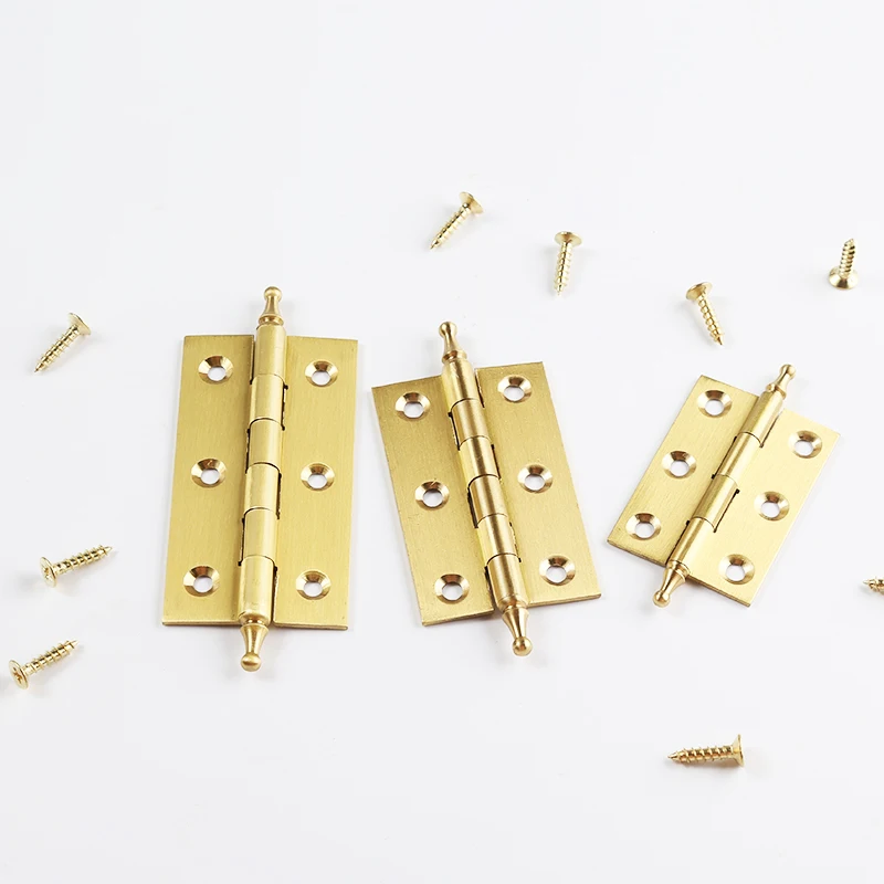Peijian 1Piece Brushed Brass Decorative Cabinet Cupboard Door Butt Hinges Gold 2