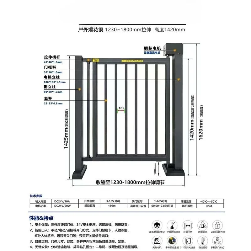 Advertising door Pedestrian channel Electric small door, swipe card password fence door