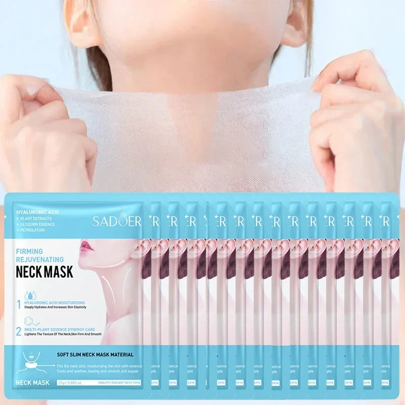 

10pcs SADOER Hyaluronic Acid Neck Mask Collagen Firming Neck Masks Nourishing Brightening Beauty Moisturizing Necks Skin Care