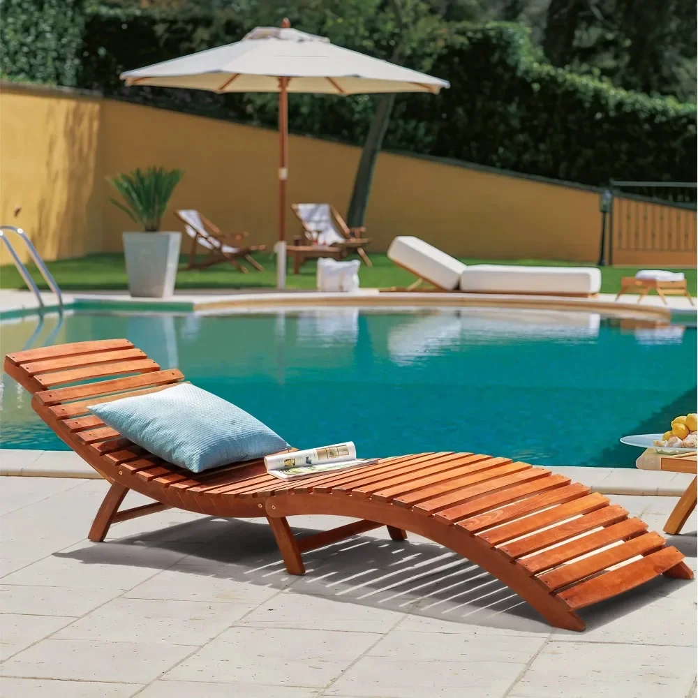 

Outdoor Chaise Lounge Folding Chairs Solid Acacia Wood Sun Loungers Balcony Recliner,for Garden, Patio, Pool Deck
