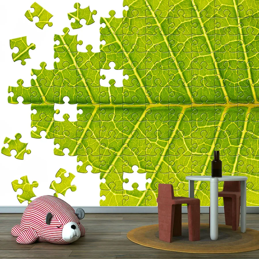 

Modern Custom Peel and Stick Wall Art Papers Home Decor Wallpaper for Living Room Decoration Leaf Puzzle Furniture Renew Mural