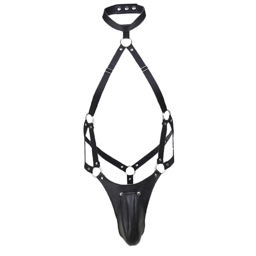 Leder Body Harness Mankini Cosplay Bodysuit Beutel Unterwäsche