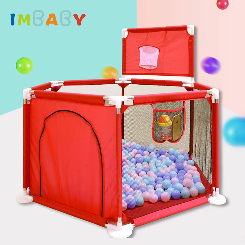 IMBABY-Cercadinho Do Bebê Com Barreira De Segurança, Bolas De Piscina, Cerca De Atividade De Basquete Infantil, Parque Infantil Do Bebê, Poço De Bola