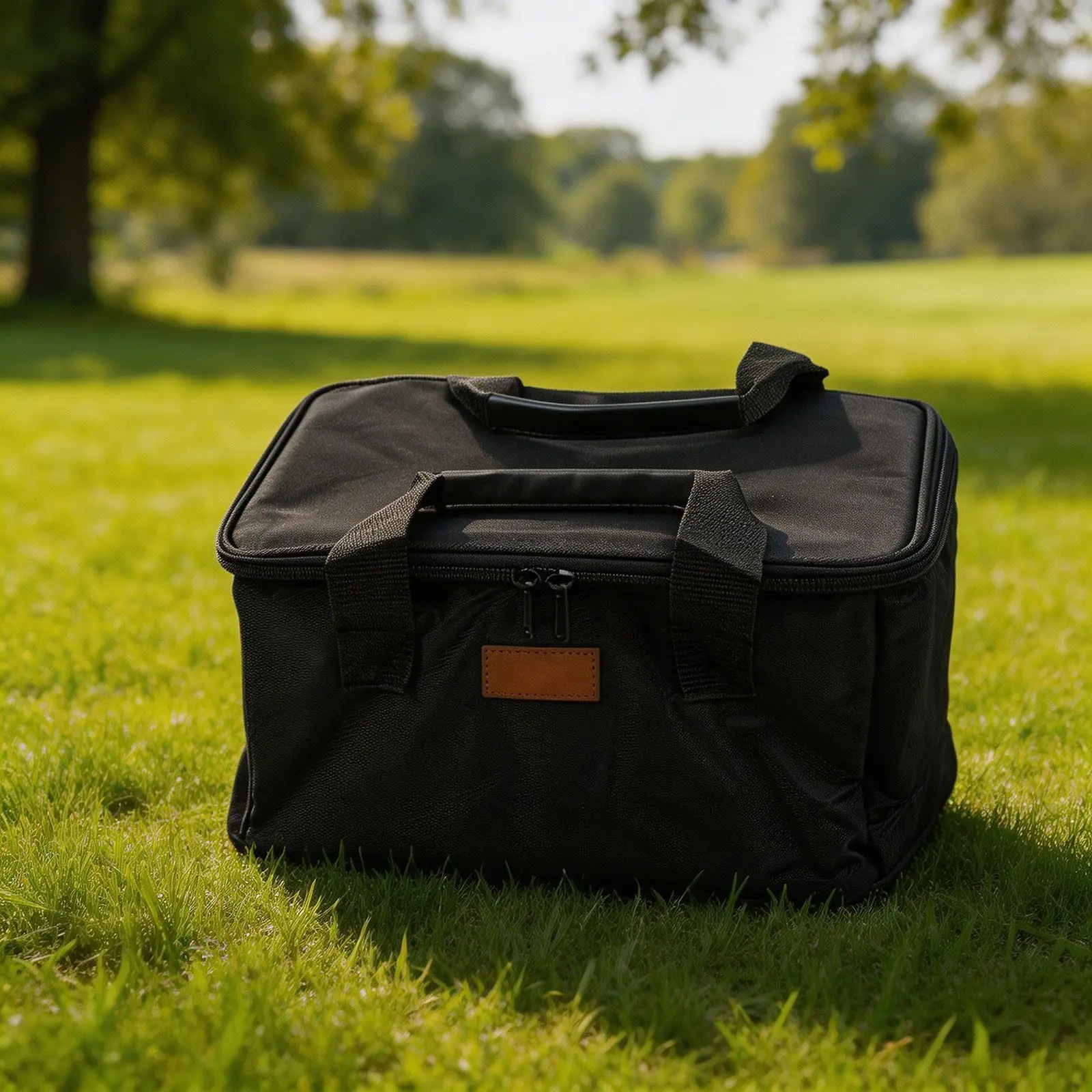 Black Insulated Picnic Set Multi-functional Camping Organizer Cooking Equipment Camping Storage Solution Wide Zipper Opening