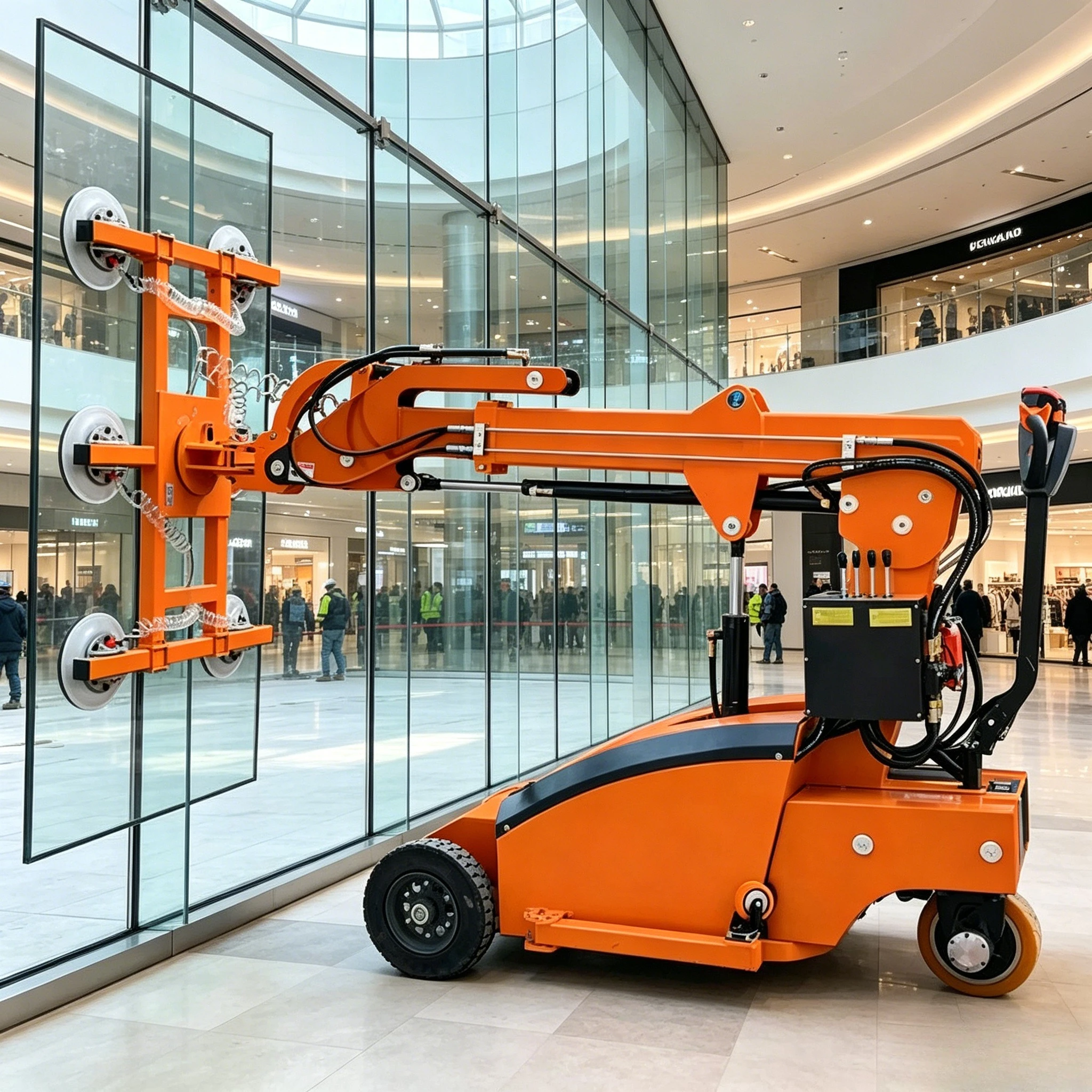 Large Glass Handling Electric Glass Suction Cup Car Plate Installation Handling Flip Lifting Spreader Can 360 Degrees Rotating