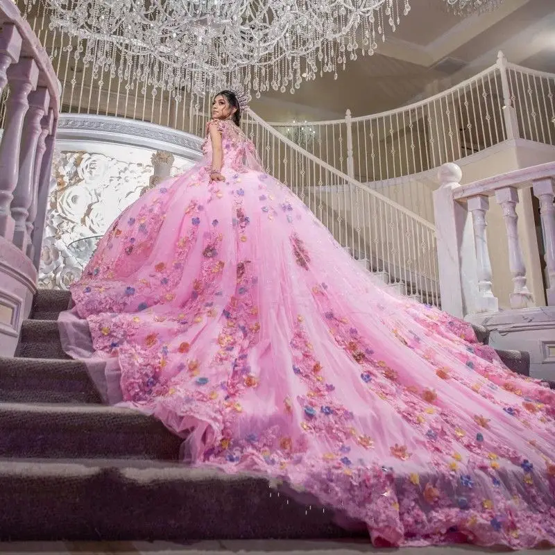 

Lorencia красочные 3D бабочки Quinceanera платье с открытыми плечами фотоаппликация кружева милое 16 Vestidos De 15 лет YQD327