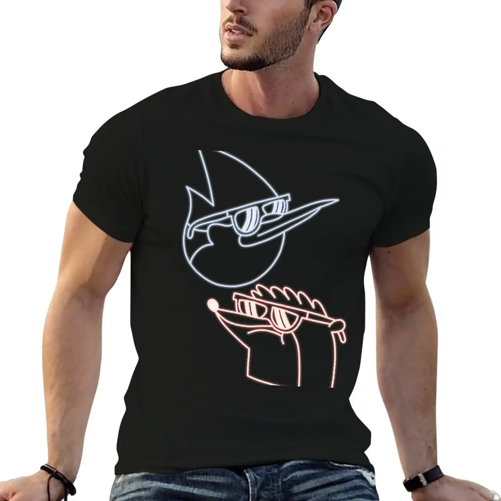 Mordecai and Rigby neon T-Shirt customs design your own anime figures men workout shirt