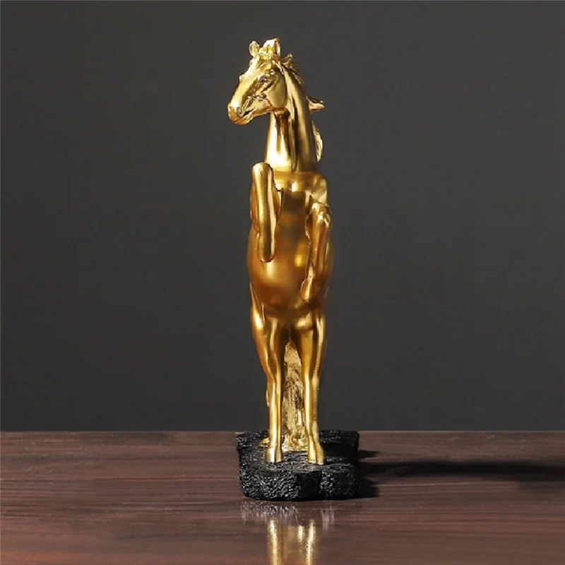 AB46-Resin Horse Wine Rack Figurines Horse Bottle Holder Storage Decoration Parts Collection Interior Home Item Golden