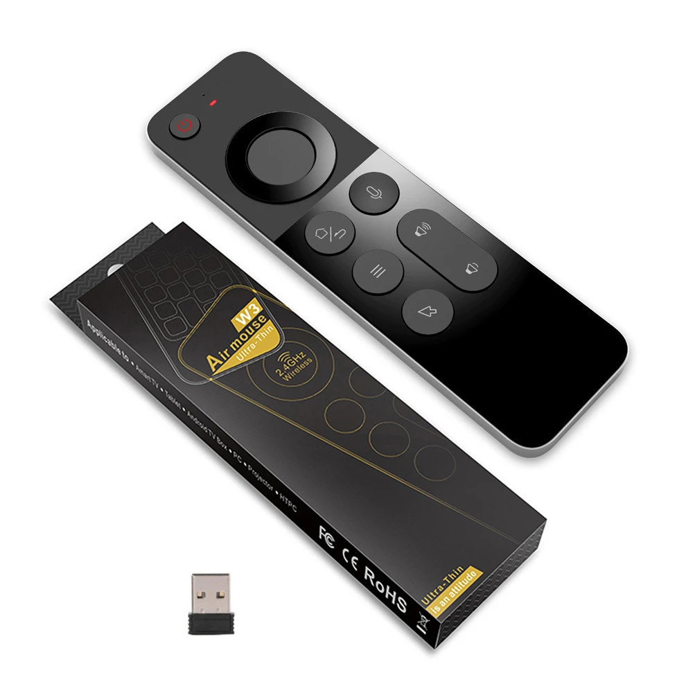 W3 2.4G Bezprzewodowy pilot głosowy Air Mouse Mini klawiatura do Android TV BOX / Windows / Linux Pilot zdalnego sterowania żyroskopem