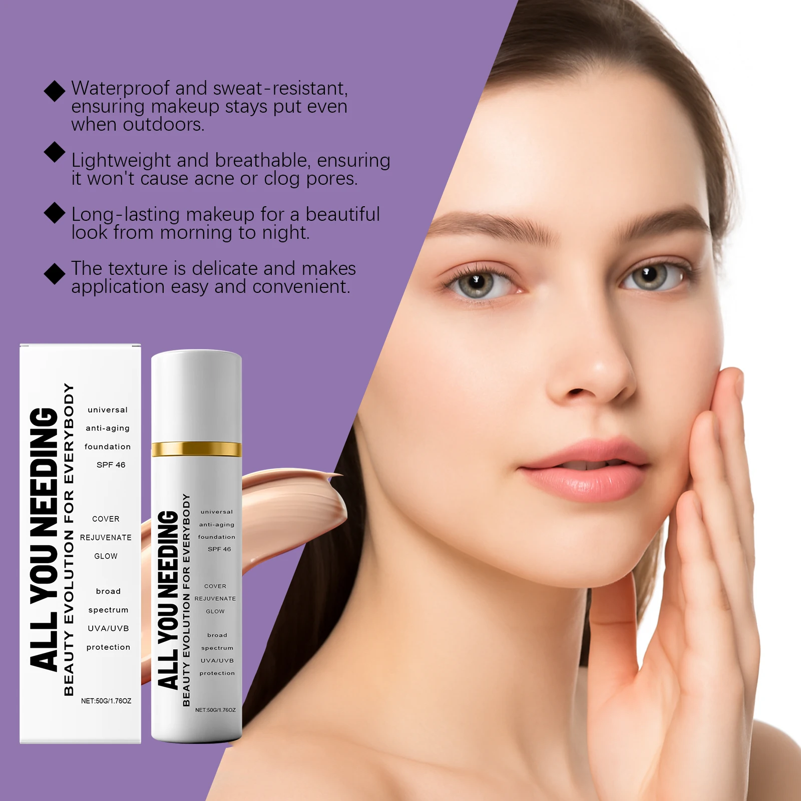 Spf 46 fundação cobertura completa rosto protetor solar proteção uv hidratante iluminar o tom da pele anti-envelhecimento corretivo primer maquiagem