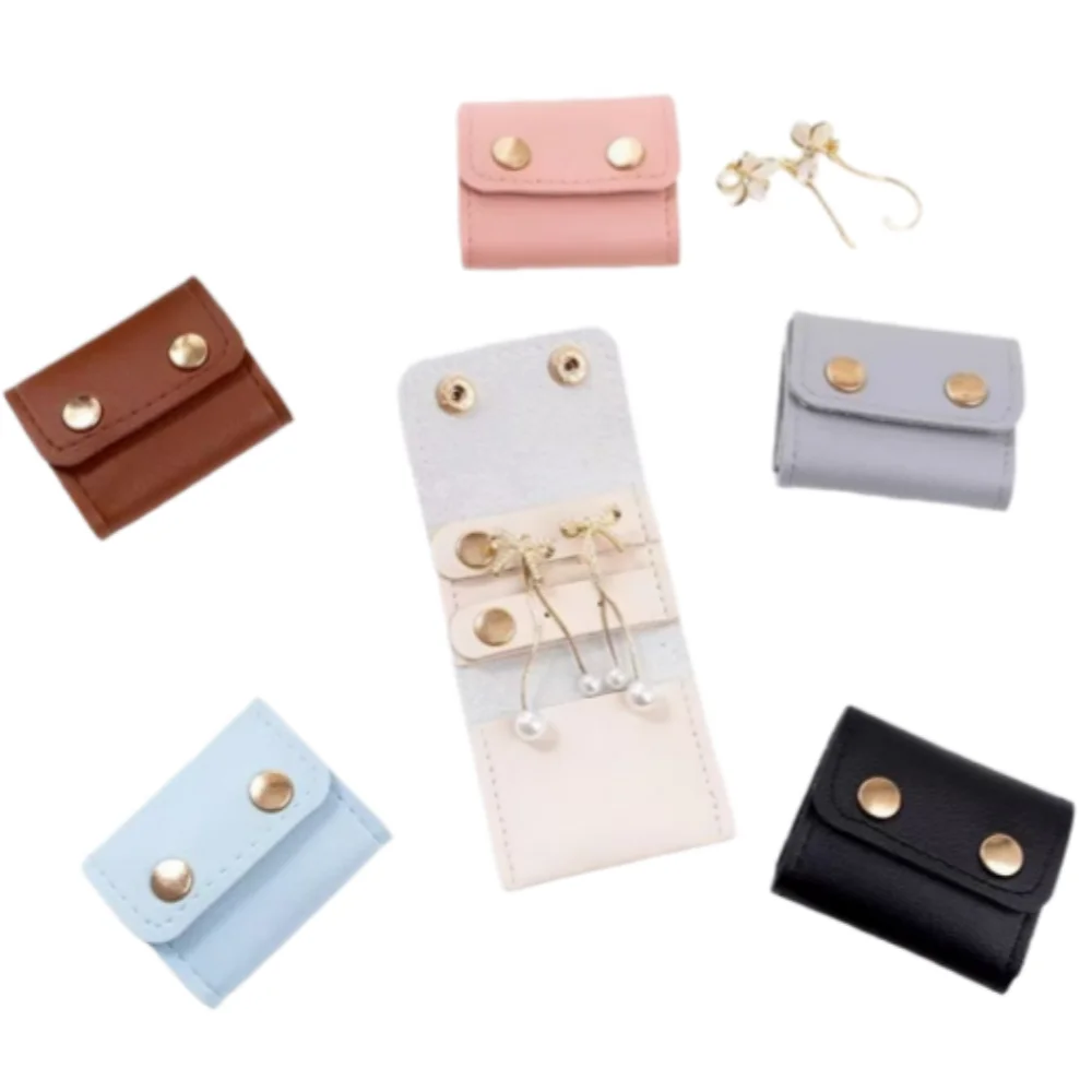 لطيف صغير بو الجلود والمجوهرات المنظم لفة السفر المحمولة سوار حلقة قلادة أقراط تخزين عرض الحقيبة حقيبة المجوهرات #3