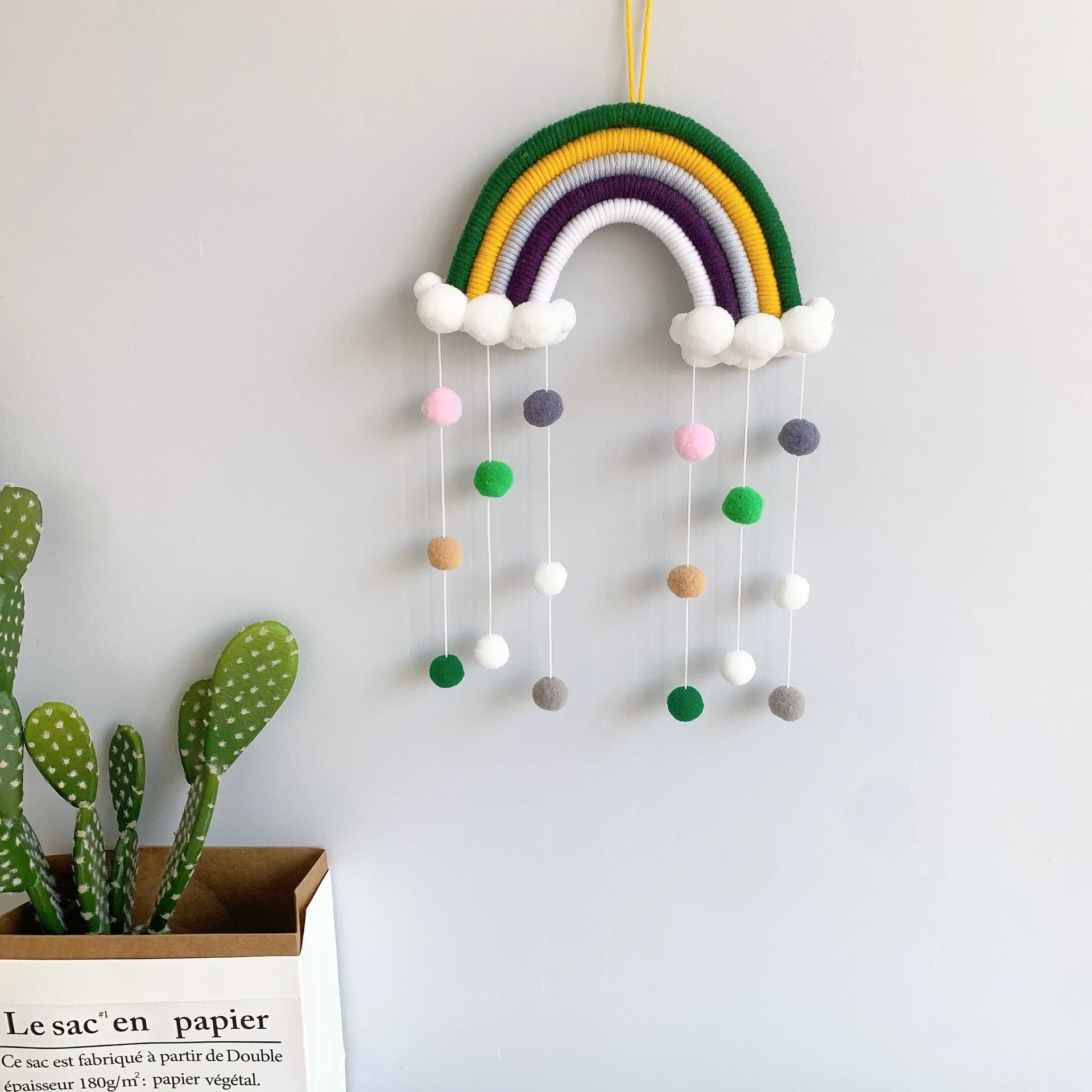 Nouveau bricolage corde arc-en-ciel tenture murale décoration tissée à la main arc-en-ciel décoration nordique ornement bébé chambre accessoires salon