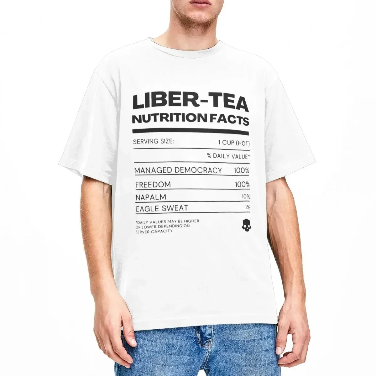 Helldivers 2 Liber-Tea Nutrition Shirt Merch For Men Women Cotton Leisure Crew Neck Video Game Tees Short Sleeve Clothes