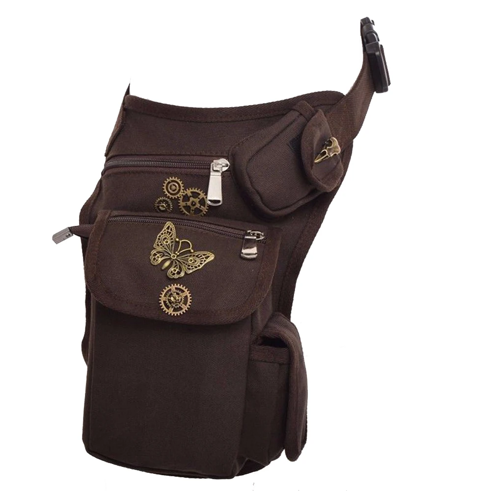 Brown Gothic Punk Corset Waist Bag Women Steampunk Rock Burlesque Costume Accessories