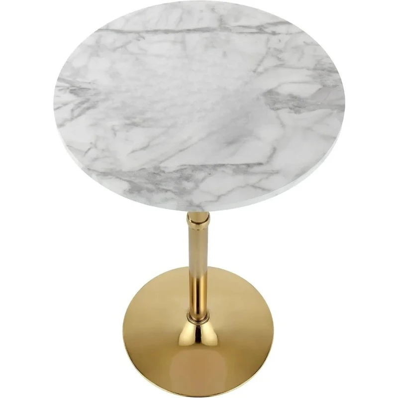 

L # Round Cocktail Bar With Metal Base, High Footed Small Bar Table, Easy To Assemble, 25.6 "deep X 25.6" Wide X 39.1 "high