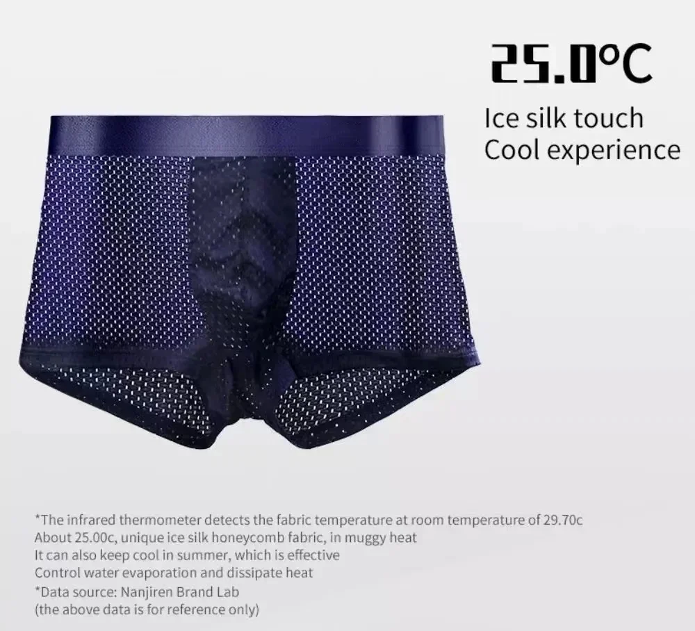 5 stücke/männer Unterwäsche Sommer Eis Seide Unterwäsche Plus Größe Höschen Kühlen Atmungsaktive Sexy Boxer Höschen Mesh Komfort unterwäsche L-5XL – Detail 9