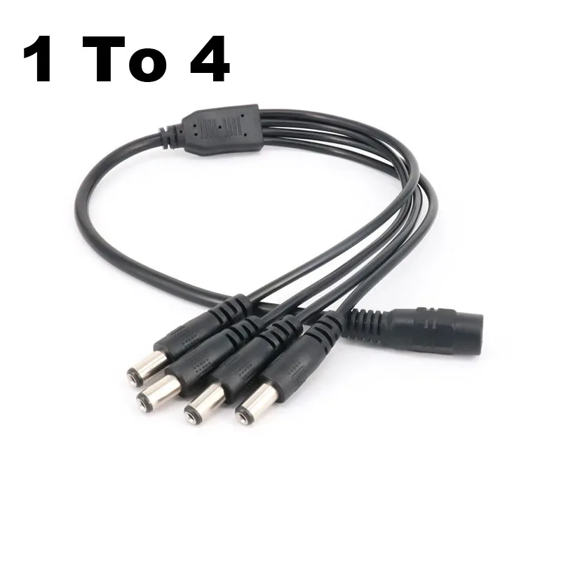 12V DC Power Supply Splitter Extend Plug 1 Female to 2 3 4 5 6 8 Male Camera CCTV LED Strips Connector Adapter 2.1*5.5mm Cable