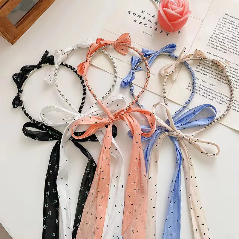 Fashion Headband With Lace Silk Scarf Cute Bow Headband For Girl Korean Hair Accessories For Women