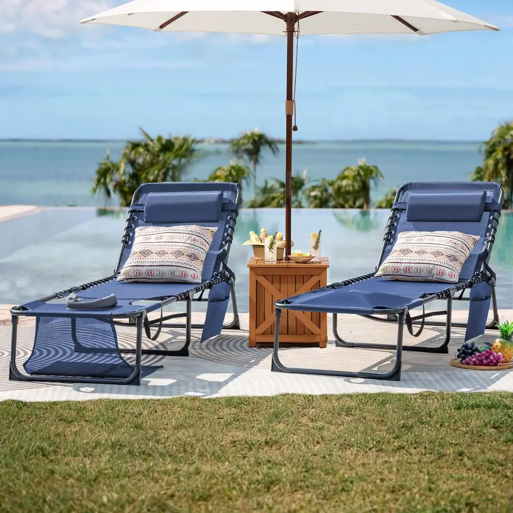 Face Down Chaise Lounge Chair 5Position Adjustable Sunbathing, Foldable Tanning Chair with Faceamp Arm Holes, Outdoor Recliner