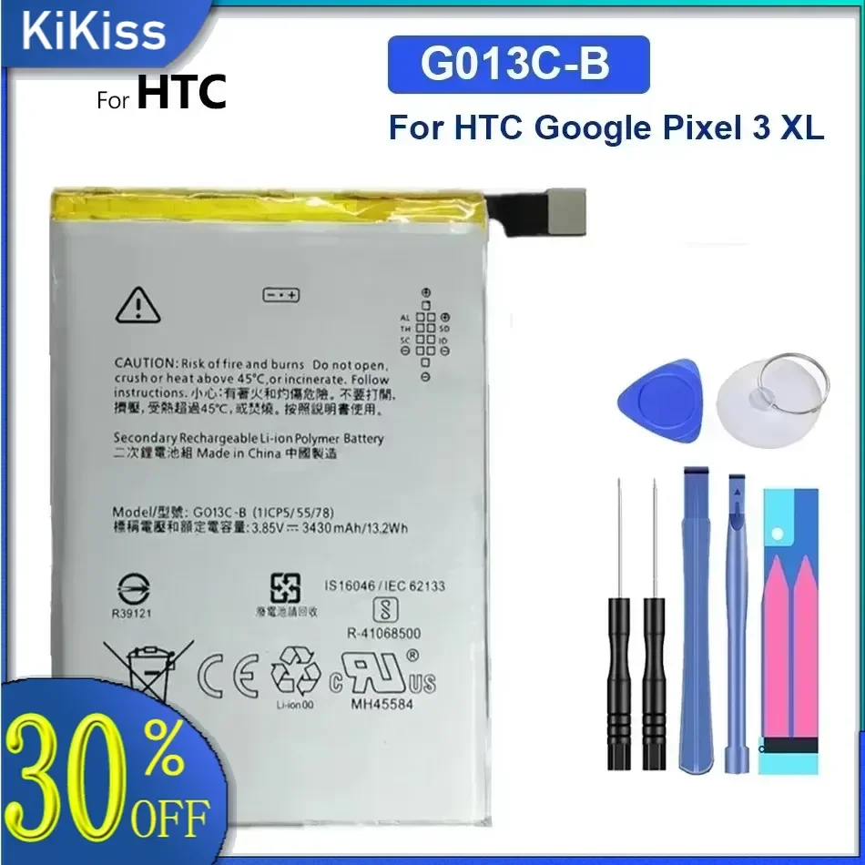 Kikiss G013C-B 3430mAh Battery for HTC Google Pixel 3 XL 3XL Pixel3 Bateria Batteries