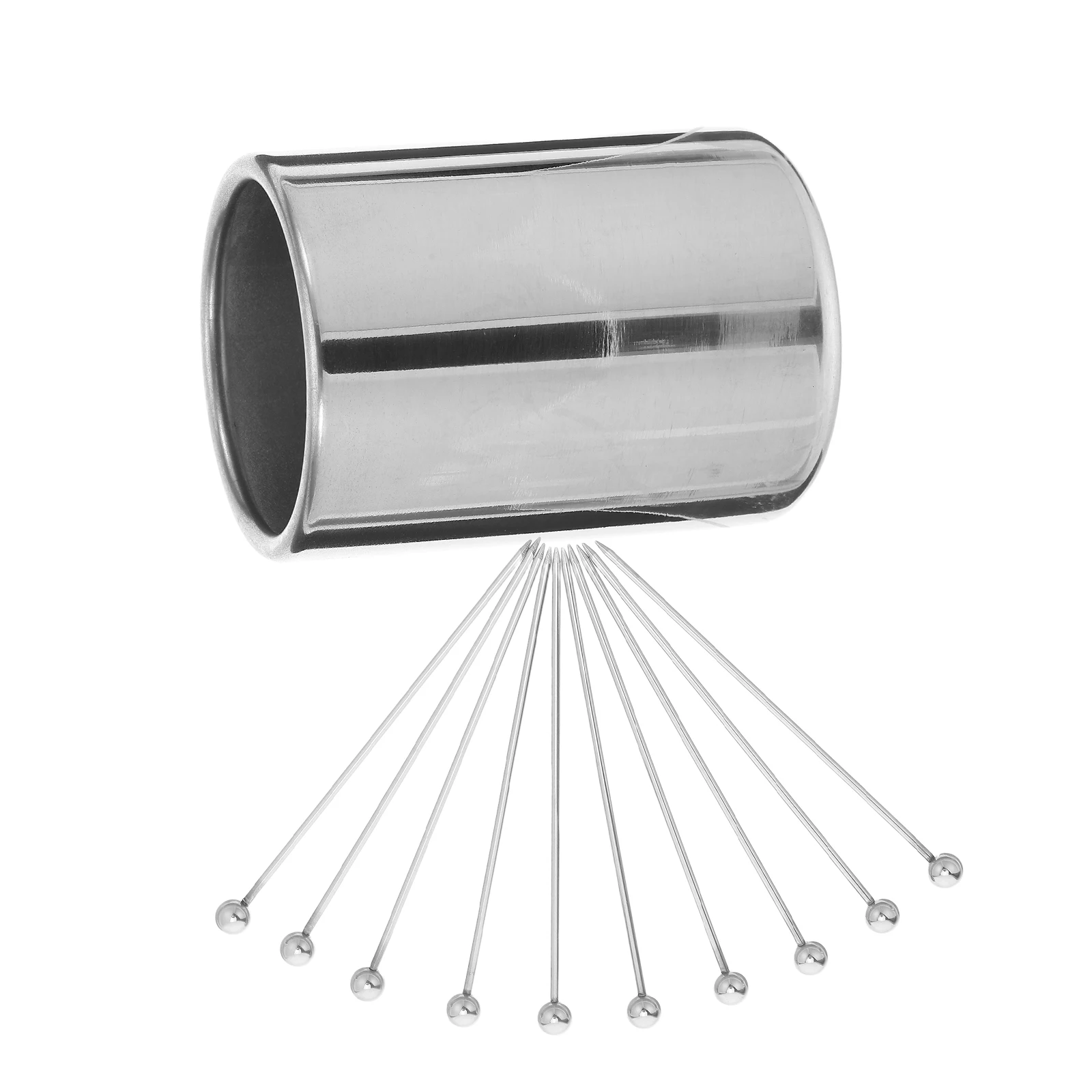 

1Set Stainless Steel Martini Garnish Picks Set with Holder Reusable Cocktail Skewers Drink Decoration Sticks for Fruit