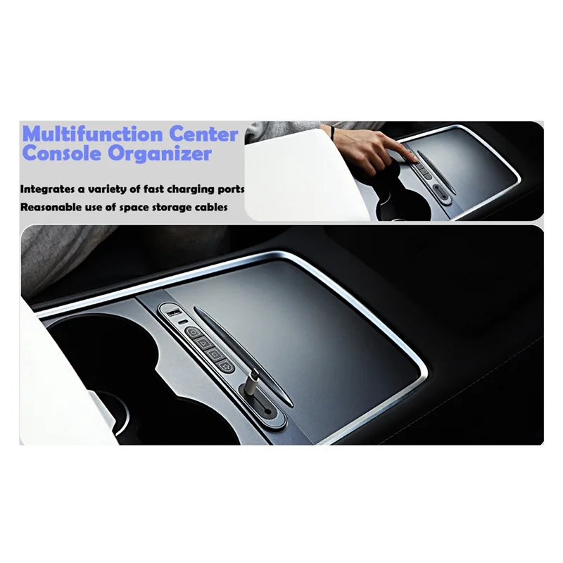 

A03Q-27W PD Fast Charging Car Docking Station Smart Control Physical Buttons With USB Hub For Tesla Model Y/3 2021-2023