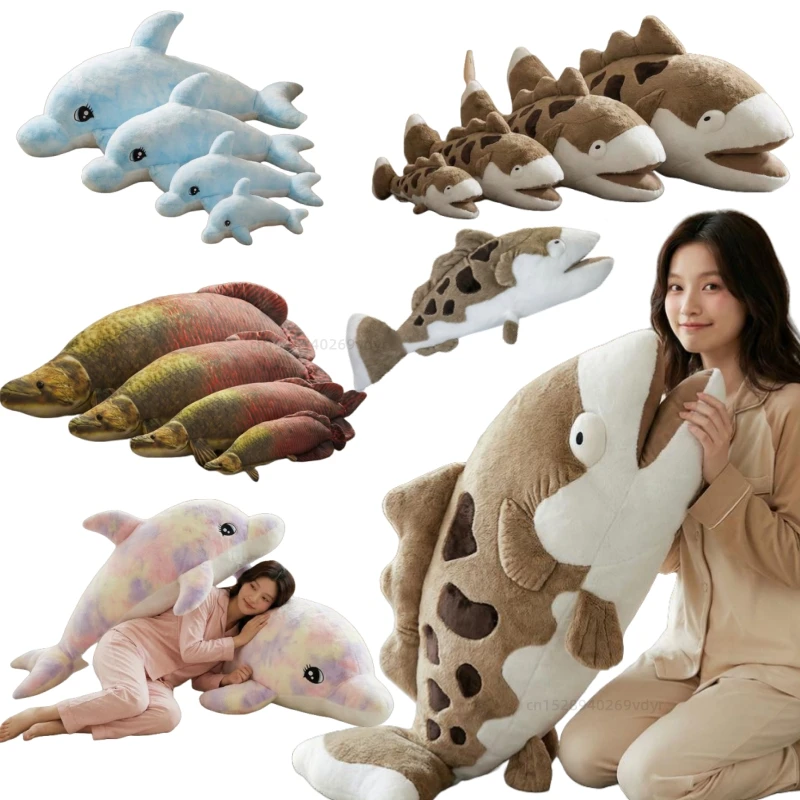 

Simulation Marine Animals Dolphin Sea Bass Arapaima Super Soft Toys Blue Purple Cute Throw Pillow Birthday Gifts Party for Girls