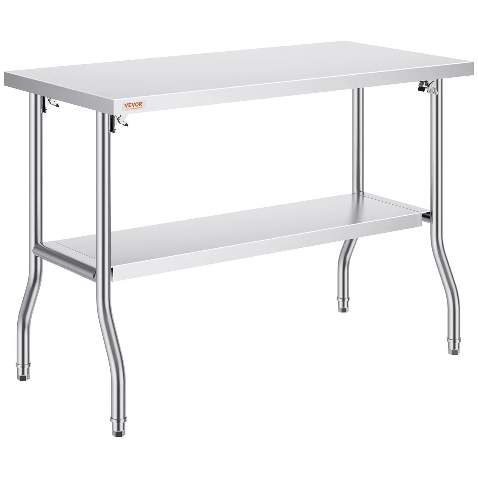 Commercial Worktable Workstation 48 x 24 Inch Folding Commercial Prep Table, Heavy-duty Stainless Steel Folding Table with