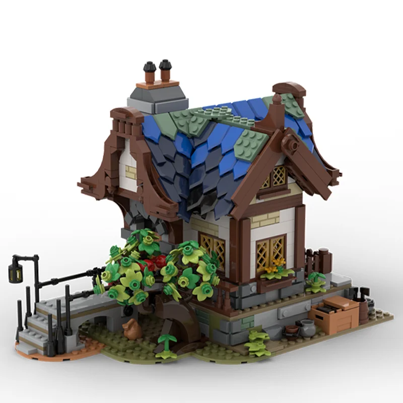 1316 قطعة MOC القرون الوسطى الإقامة منزل القرون الوسطى التاريخية البيت الشعبي تصميم لتقوم بها بنفسك نموذج اللبنات عيد ميلاد اللعب هدية