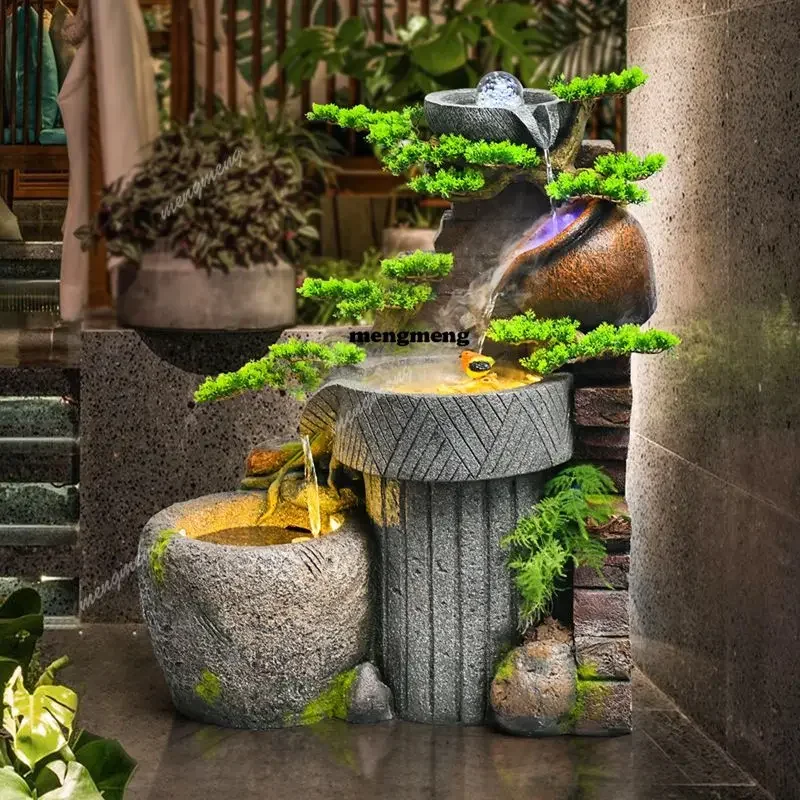 Y136 Large-scale Flowing Water Fountain Waterfall Landscaping Balcony Outdoor Courtyard Water Feature Fish Pond Ornaments